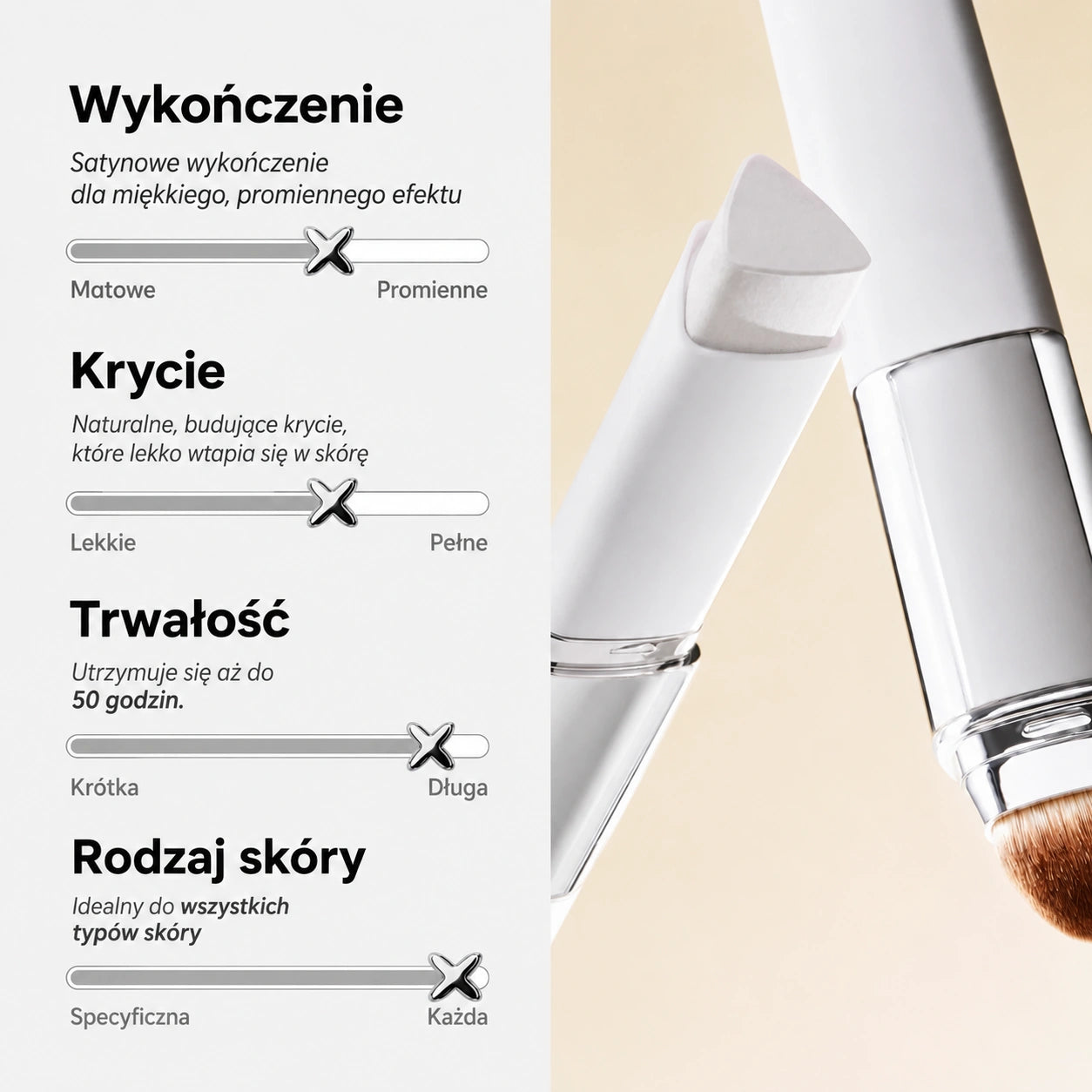 Podkład 2 w 1 ze zintegrowanym pędzelkiem